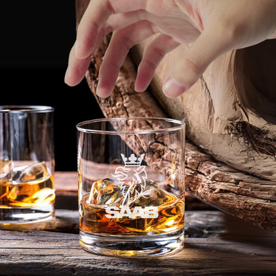 Custom Engraved SAAB Whiskey Glass   7 oz Rocks Glass