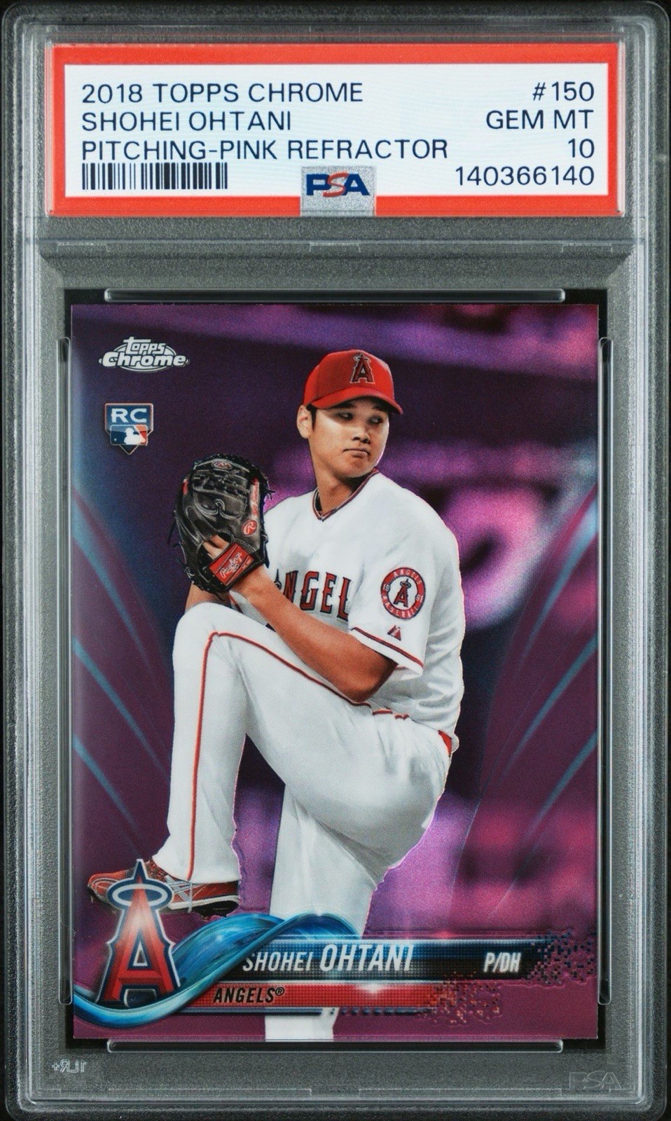 2018 TOPPS CHROME PITCHING-PINK REFRACTOR #150 SHOHEI OHTANI ROOKIE RC PSA 10