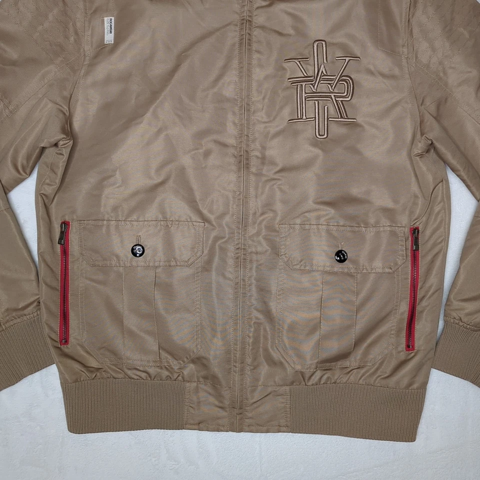 Rocawear Mens Vintage Full Zip Khaki Large Embroidered Logo Jacket XL Y2K Urban - Image 2 of 4