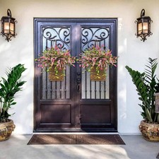 Cesta de Flores de Primavera Puerta Delantera, Flores Artificiales Exterior Cesta Colgante