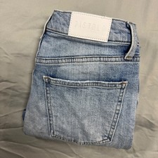 Pistola High Rise Button Fly Distressed Slim Straight Jeans Light Wash Sz 28