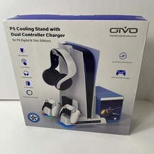 OIVO Horizontal Stand with Cooling Fan Controller Charger Station Dock for PS5