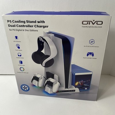 OIVO Horizontal Stand with Cooling Fan Controller Charger Station Dock for PS5