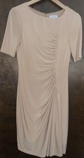 Women’s Calvin Klein Sz. 2 Camel Color Long Sleeve Stretch Ruched Dress Work EUC