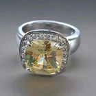 Vtg Charles Winston Yellow CZ W/Clear Halo CZs Sterling Silver Ring 6.5-7