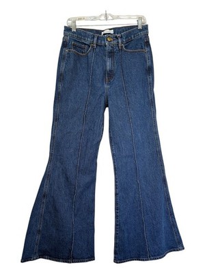 Loft High Rise Super Flare Jeans Womens 28 Medium Wash Zip Close Retro Festival