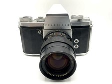 Praktica IV 35mm Silver SLR Kit w/ Pentacon 200mm f/4 M42 Good