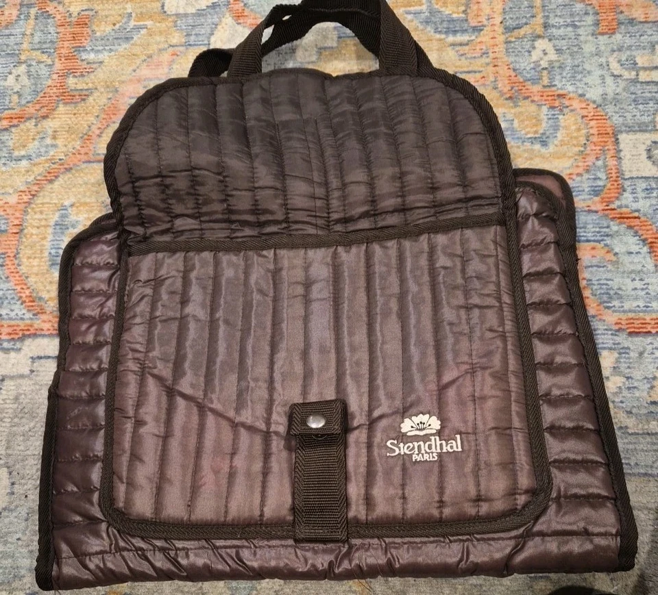 Bolsa de Viaje Stendhal Paris Marrón Acolchada Artículos de Aseo Maquillaje Doble Asa Plegable Foto 4 de 4