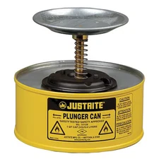 Justrite 10118 Plunger Can,1 Qt.,Steel,Yellow