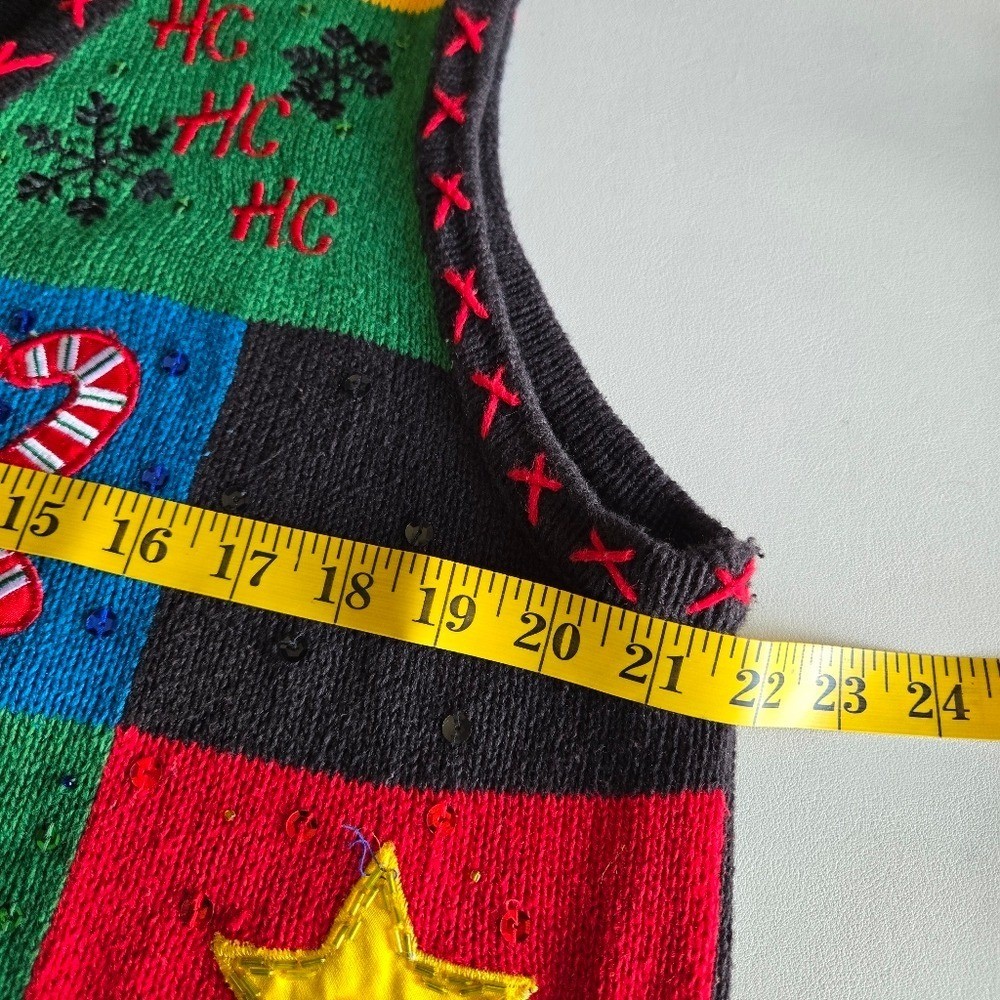 Basic Editions Holiday Patchwork Ugly Christmas S… - image 8