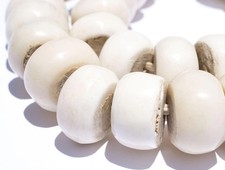 Polished Kenya White Bone Beads Large 21mm African Round Large Hole Handmade