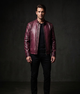 Men's Premium Exotic Embossed Leather Jackets Best Offer Duty Paid Shipping