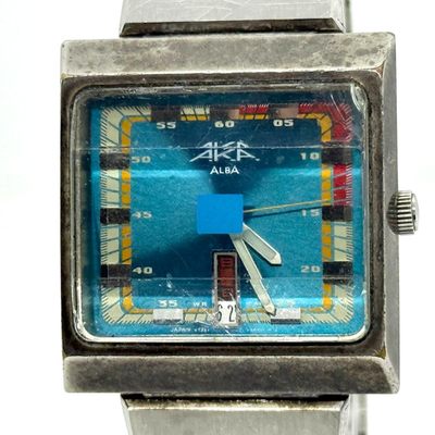 セイコー☆ ALBA☆　アルバ　AKA　V733-5A40 Seiko Alba AKA V733-5A40 Men's Watch Blue Dial Day Date 35mm