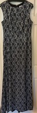 Tahari Arthur Levine Navy/silver Lace Dress Size 10