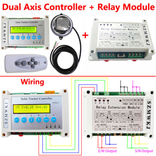 LCD Dual Axis Solar Panel Tracking Tracker Controller +Relay Extension Module CL