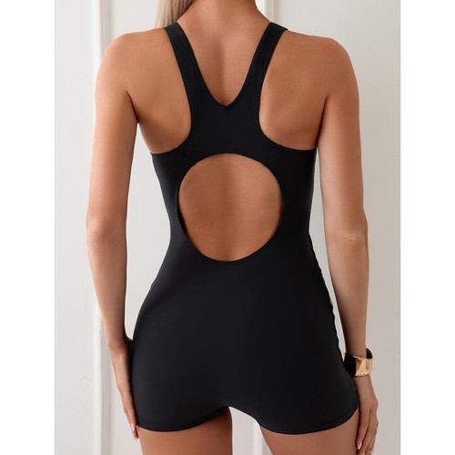 Women Athletic Bathing Suit One Piece Leotard Boyleg Sleeveless Surfing Swimsuit - 第 7/16 張圖片