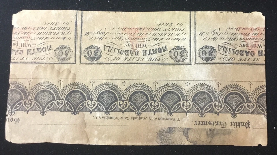 1862 North Carolina 50C Fifty Cent Obsolete Currency CR91 - Image 4 of 4