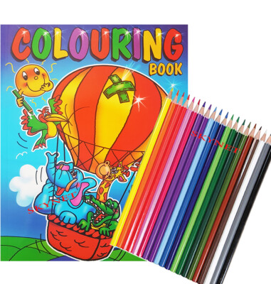 JUMBO A4 Childrens Colouring Book Books For Children Kids 120 PAGES + 18 PENCILS