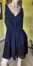 Juicy Couture Navy Blue Black Colorblock Mini Silk Chiffon Dress S