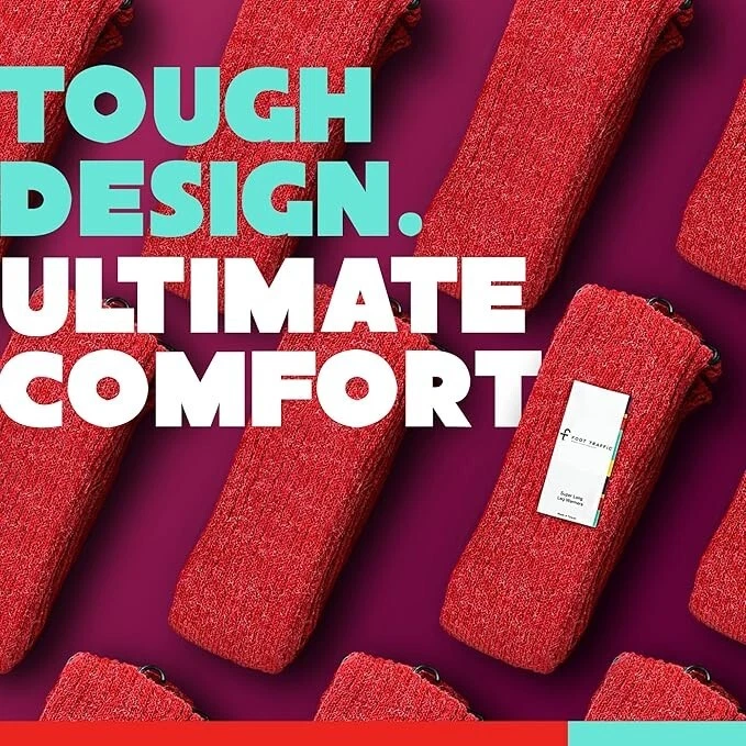 Calentadores de piernas para mujer Foot Traffic tejido con cable (rojo, súper largos) Foto 4 de 4