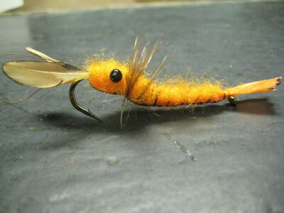 4 Orange Crayfish Size # 4 Fishing Flies Brookside Crawdad Premium