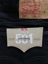 Levis 501 Original Fit Jeans Straight Leg Button Fly 100 Cotton Black W36-L32