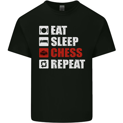 T-Shirt Eat Sleep Schach Wiederholungsspieler Kinder