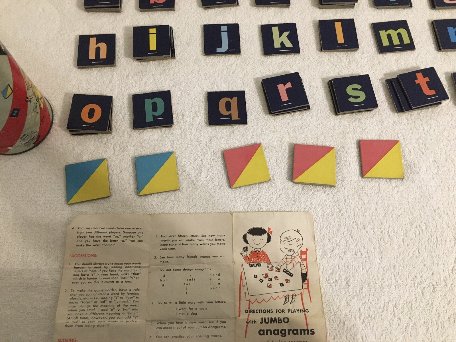 Vintage 1954 Ed U Cards Jumbo Anagram Squares Game With Instructions | eBay