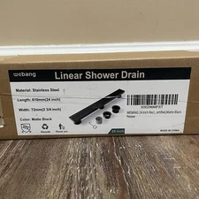 WEBANG 24 Inch Shower Drain Linear Rectangular Floor MATTE BLACK NEW 2490K