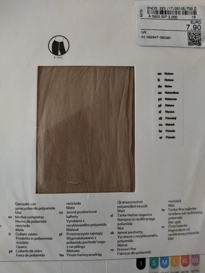 Gr. 44 46 L NEU - 3 Fein Strumpfhosen 20 den Recycled Polyamide matt, Powder - Bild 3 von 4