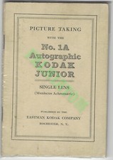 Vintage Kodak Junior Autographic No. 1A Camera Manual