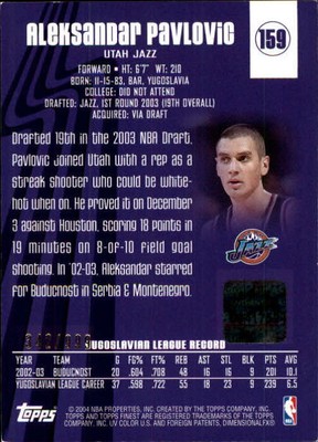 2003-04 Finest #159 Aleksandar Pavlovic RC Auto /999 - NM-MT | eBay