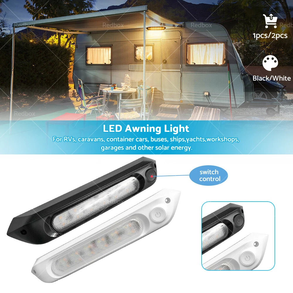 287MM DUAL LED BUG LIGHT 12 24V AWNING LIGHT AMBER WHITE LIGHTS W SWITCH