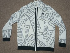 victoria secret pink anorak jacket Spell Out Black White XS