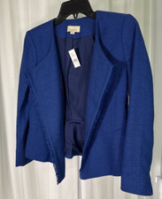 Ann Taylor Loft Tweed Open Front Blazer Jacket With Frayed Hem NWT SZ 2 NEW NWT