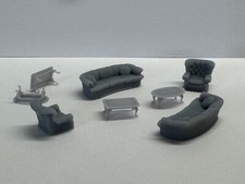 2 Sets 60er 70er Sofa Couch Tische Vintage Möbel HO Maßstab 1/87