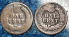 1865 & 1881  INDIAN HEAD CENTS  EARLY COPPER PENNIES  GOOD HOLE FILLERS