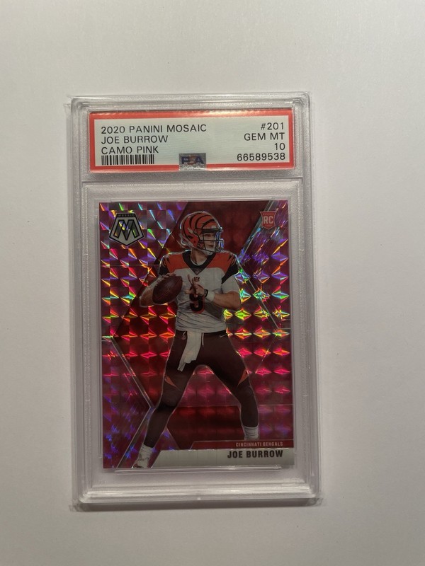 Joe Burrow - 2020 Panini Mosaic #201 - Camo Pink - Rookie RC - PSA 10
