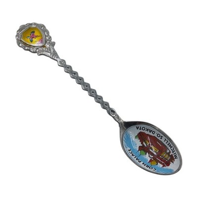 Mitchell South Dakota Souvenir Spoon Corn Palace Enamel Bowl US Collectible