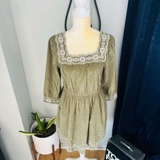 MADEWELL Embroidered Square Neck Corduroy Minidress, Small (2/4), Tan, NWT