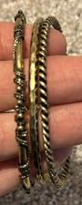 Premier Designs Jewelry Antique Gold Bangle Bracelets Set / Lot Of 3 MINT!!