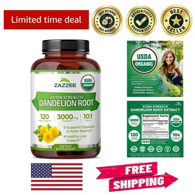 USDA Organic Dandelion Root 10:1 Extract - 3000 mg, 120 Capsules, 4  Supply