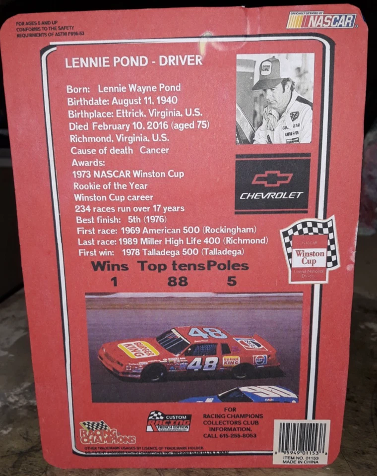 Lennie Pond #48 Burger King Racing Champions Custom made NASCAR - Photo 2/4