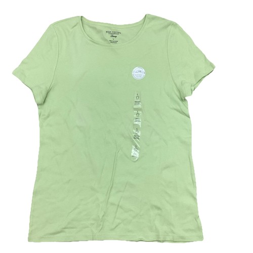 Charter Club Luxus Pima Baumwolle Damen Rundhalsausschnitt T-Shirt Large Preshrunk grün - Bild 1 von 8