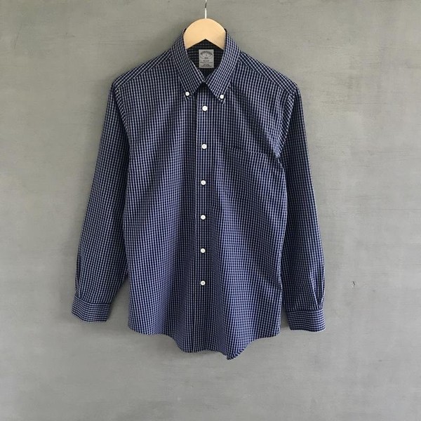 Men Brooks Brothers Shirt Navy Cotton 36 / S / 44
