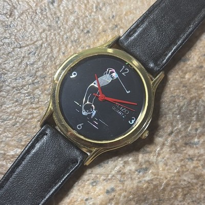 Vintage Suizo Quartz Golf Themed Wristwatch Runs 35mm