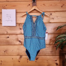 Jantzen NWT Wow Factor High Neck Tummy Control One Piece Swimsuit Plus Size 16