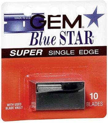 GEM Blue Star Single Edge Razor Blades 10 Count Stainless Steel Safety Blades