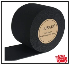 	2 inch Wide Black Knit Elastic Spool Heavy Stretch 5 Yard	