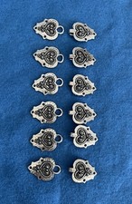 Six Pair of Vintage Norwegian Heart-shaped Pewter Sweater Clasps 2 in